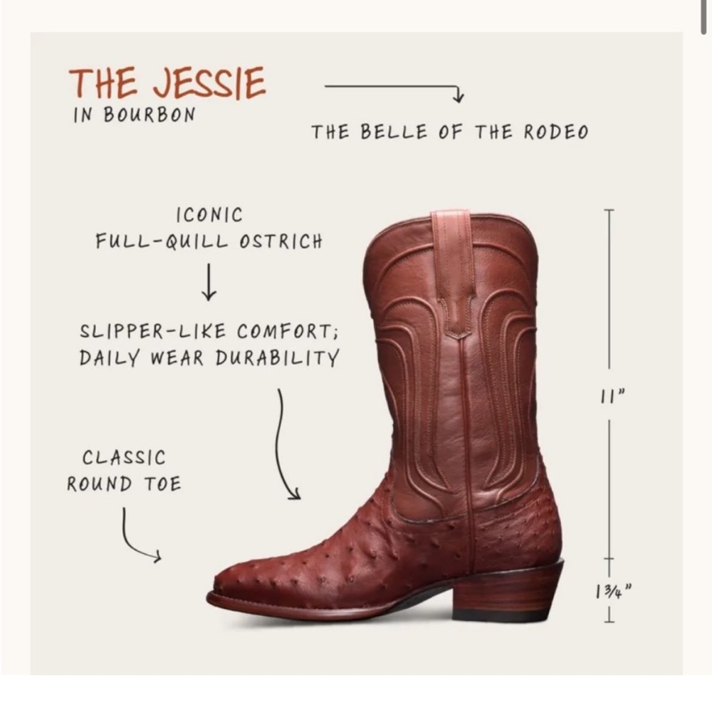 💚Tecovas The Jessie Bourbon Ostrich Boots